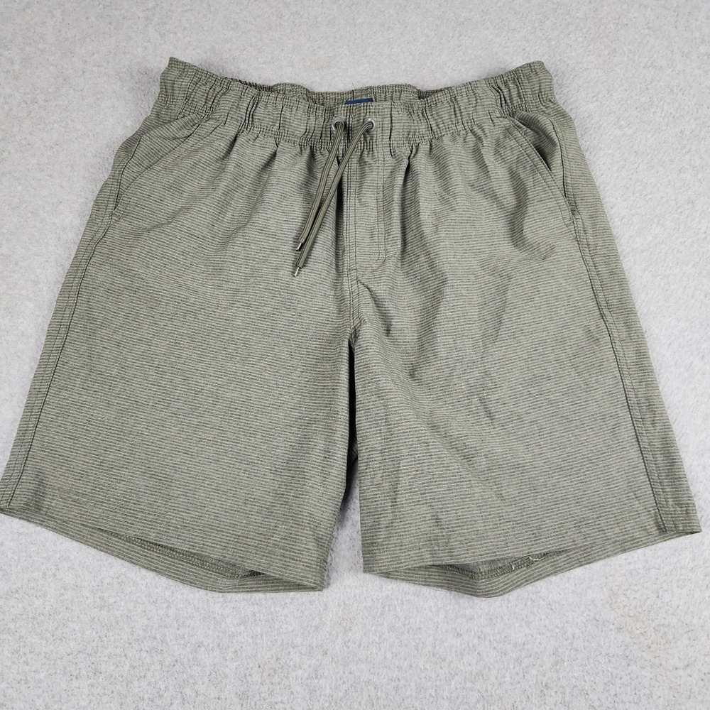 George Swim Board Shorts Mens Large Green Striped Summer Beach Drawstring Waist
